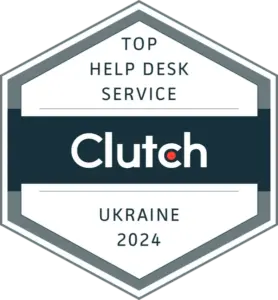 Clutch 2024 award badge: top help desk service company in Ukraine